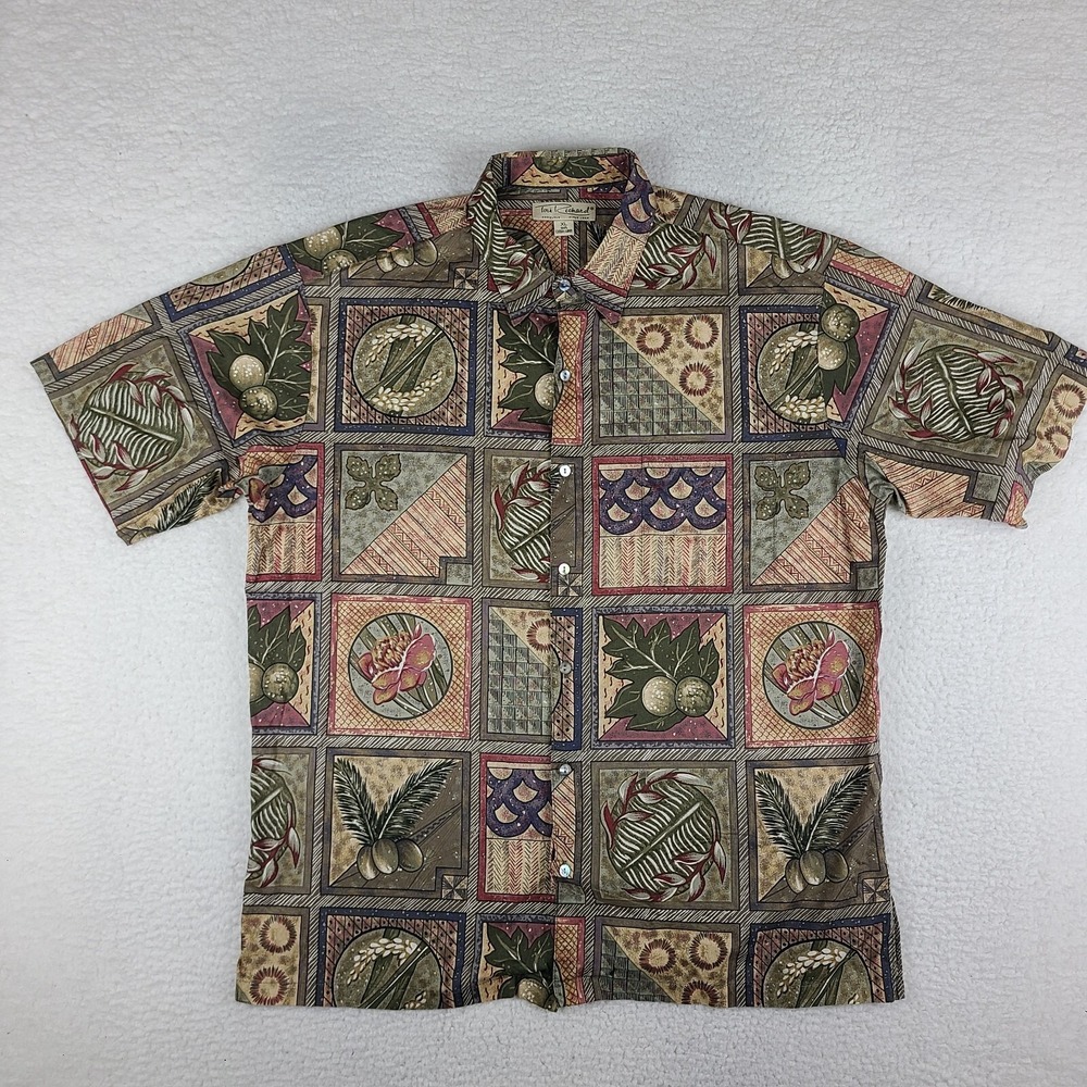 Tori Richard Shirt Mens XL Multi Color Aztec Cotton‎ Lawn Hawaiian Button Up GC
